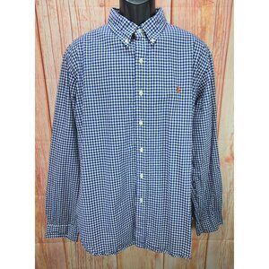 Ralph Lauren Mens XXL Blue & White Gingham Long Sleeve Dress Shirt Cotton